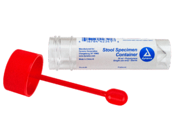 Dynarex 4234 Stool Specimen Container - Sterile (individually wrapped), 30 mL, PS, 100/cs