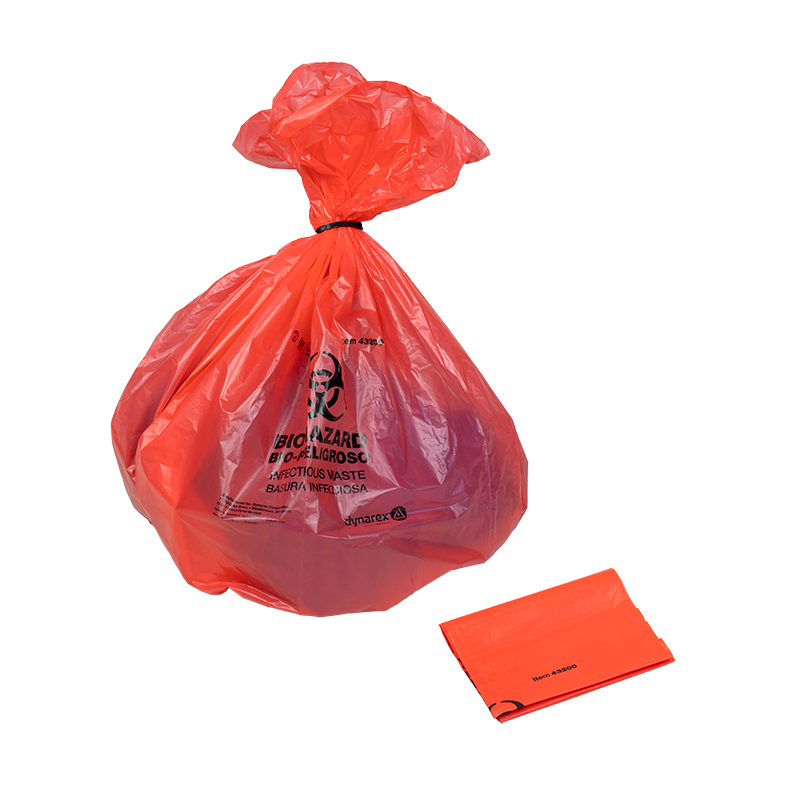 43200_bio-haz-bags_full-fld_72dpi.png Dynarex 43200 Biohazard Bags with Ties, 24" x 25.6", 12 Gallon, 500/cs