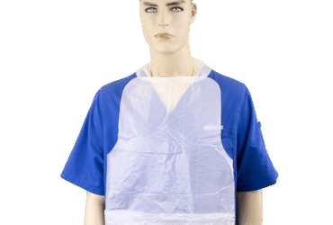 Dynarex 4401 Polyethelene Bibs crumb catch 3" pocket, 15" x 20", 4/500/cs