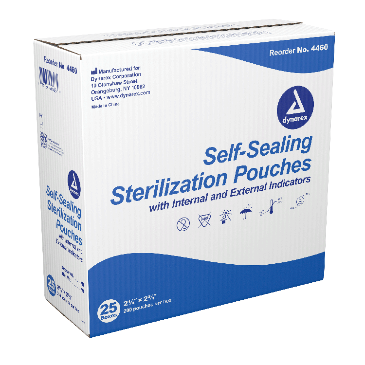 4460@2.png Dynarex 4460 Sterilization Pouches, 2.25" x 2.75", 25/200/cs