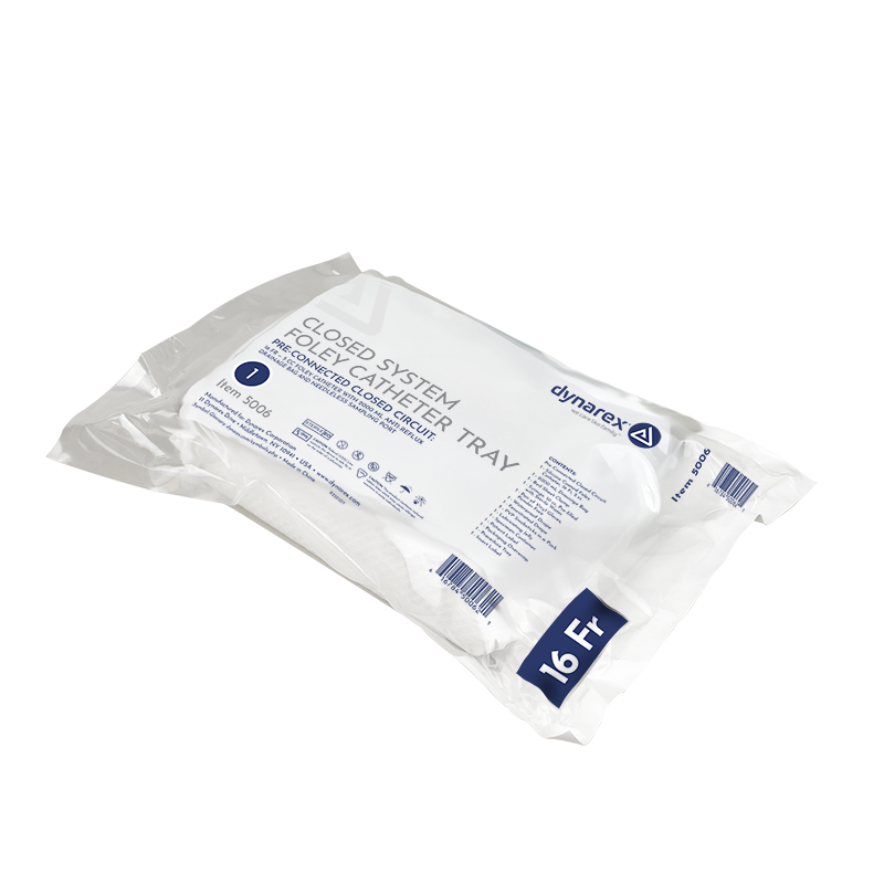 5006_clsd-crct-foley-catheter-tray_IN_three-qrtr.png Dynarex 5006 Closed Circuit / Closed System Foley Catheter Tray, 16 Fr, 10/cs