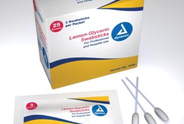 Dynarex 1216 Lemon-Glycerin Swabsticks, 3 Swabsticks per Packet, 10/25/cs