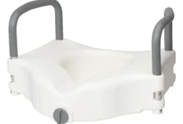 Dynarex 10360-3 Raised Toilet Seat w/ Arms, White, 1pc/bx,3bx/cs