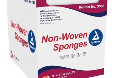 Dynarex 3363 Non-Woven Sponge - Sterile 2's, 3" x 3" 4 Ply, 24/50/cs