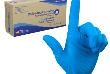 Dynarex 2511 Safe-Touch Blue Nitrile Exam Gloves - Non-Latex, Small, Powder-Free, Blue, 10/100/cs