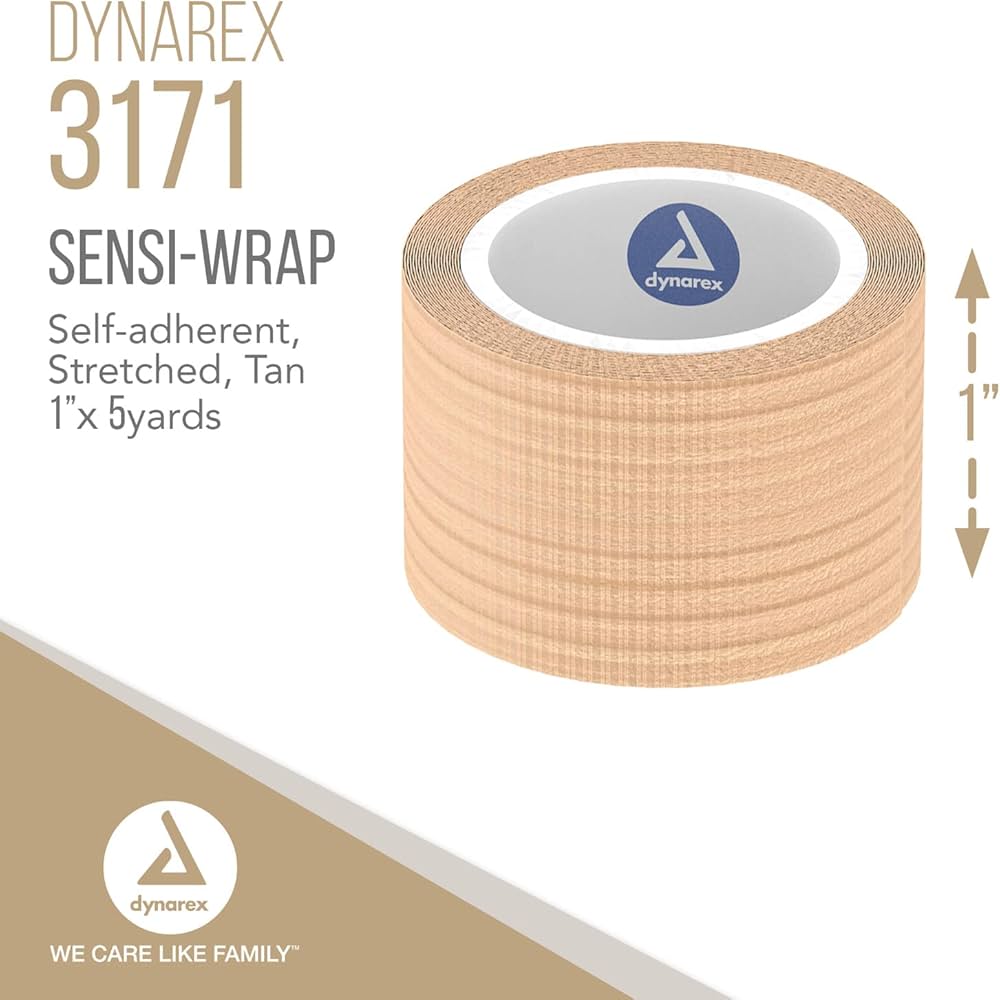 61BaesMuP5L._AC_UF10001000_QL80.jpg Dynarex 3171 Sensi Wrap, Self-Adherent, 1" x 5 yd Tan, 30/cs