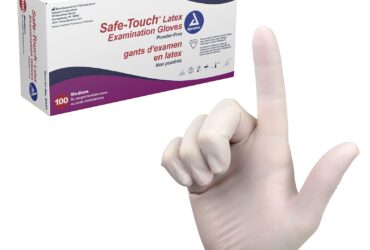 Dynarex 2339 Safe-Touch Latex Exam Gloves, X-Large, Powder-Free, 10/100/cs