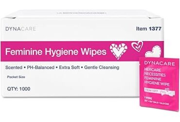 Dynarex 1377 HerCare Necessities Feminine Hygiene Wipes, Pocket Size, 5 3/4" x 5 3/4", 1000/cs