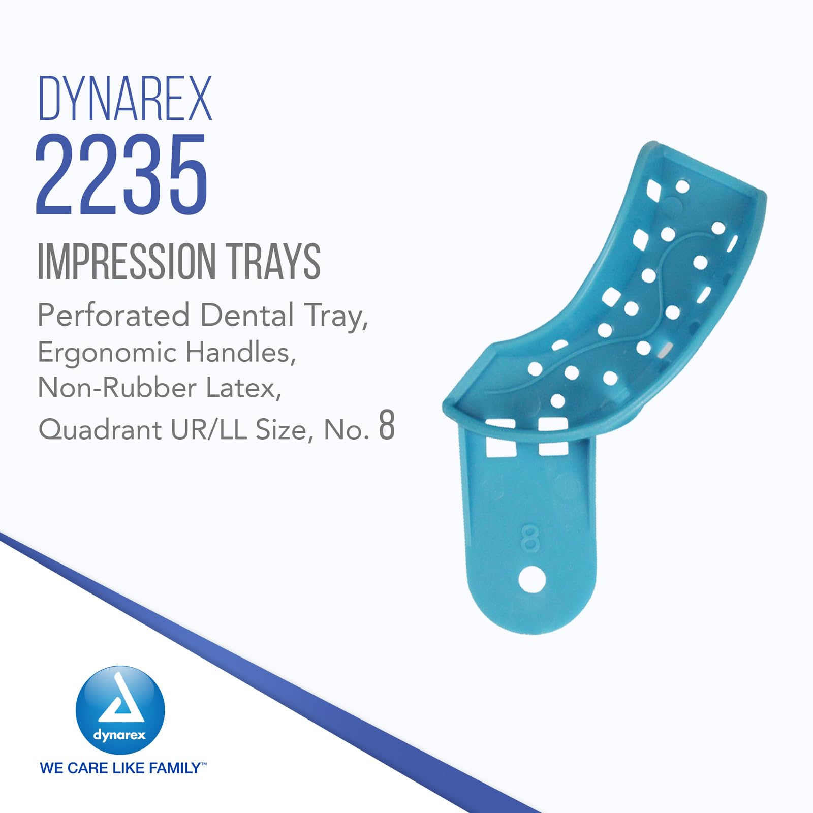 Version 1.0.0 Dynarex 2235 Quadrant Impression Tray UR/LL, No. 8, 12pc/bag,10 bags/cs
