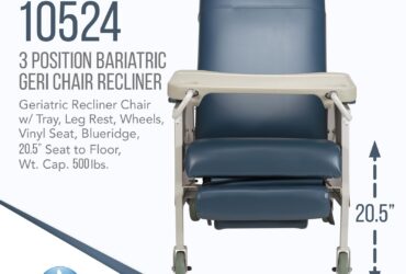 Dynarex 10524 Bariatric Geri Chair 3-Position Recliner, Blueridge, 1pc/cs