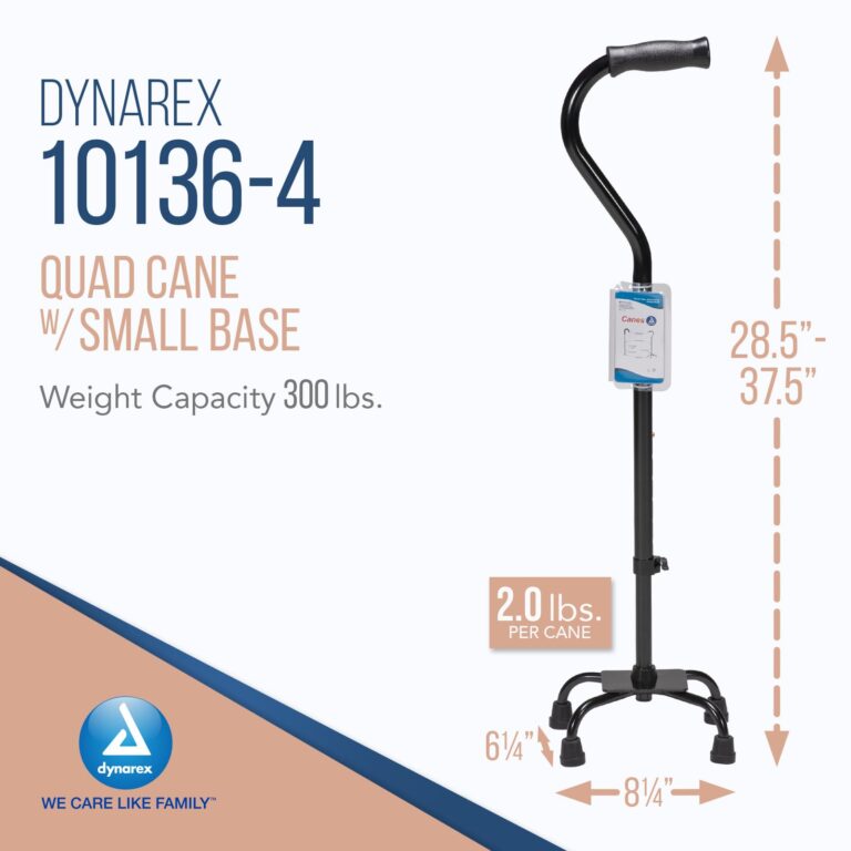 Dynarex 10136 Quad Cane - Small Base, Adult, 1pc/bag