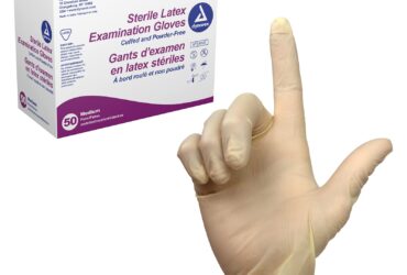 Dynarex 2452 Sterile Latex Exam Gloves, Medium, Powder-Free, 8/50/cs