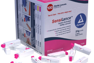 Dynarex 7122 Button Activated Safety Lancets - Sterile, 21G, 2.4 mm, 10/100/cs