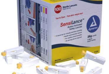 Dynarex 7124 Button Activated Safety Lancets - Sterile, 26G, 1.8 mm, 10/100/cs