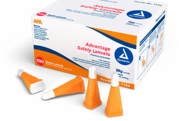 Dynarex 7134 Advantage Pressure Activated Safety Lancets - Sterile, 28G, 1.8 mm, 10/100/cs