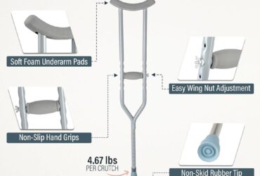 Dynarex 10105 Bariatric Steel Crutches, Tall Adult, 1pair/cs