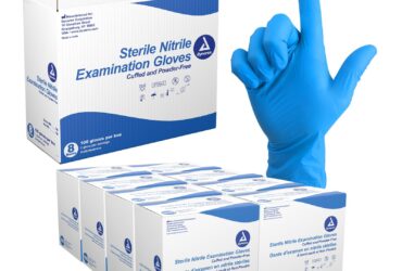 Dynarex 6524 Nitrile Sterile Exam Gloves, Singles, Large, Powder Free, 8/100/cs