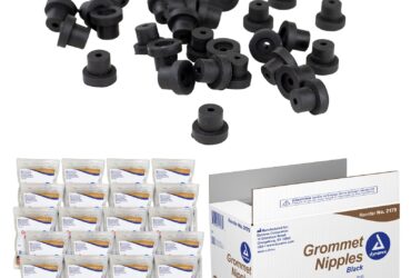 Dynarex 2179 Grommet Nipples, Black, 25/100/cs