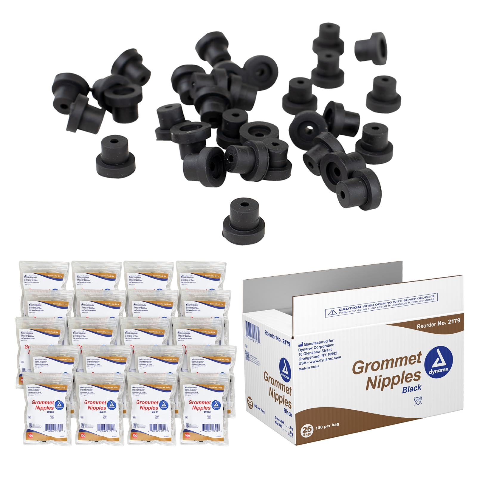 Version 1.0.0 Dynarex 2179 Grommet Nipples, Black, 25/100/cs