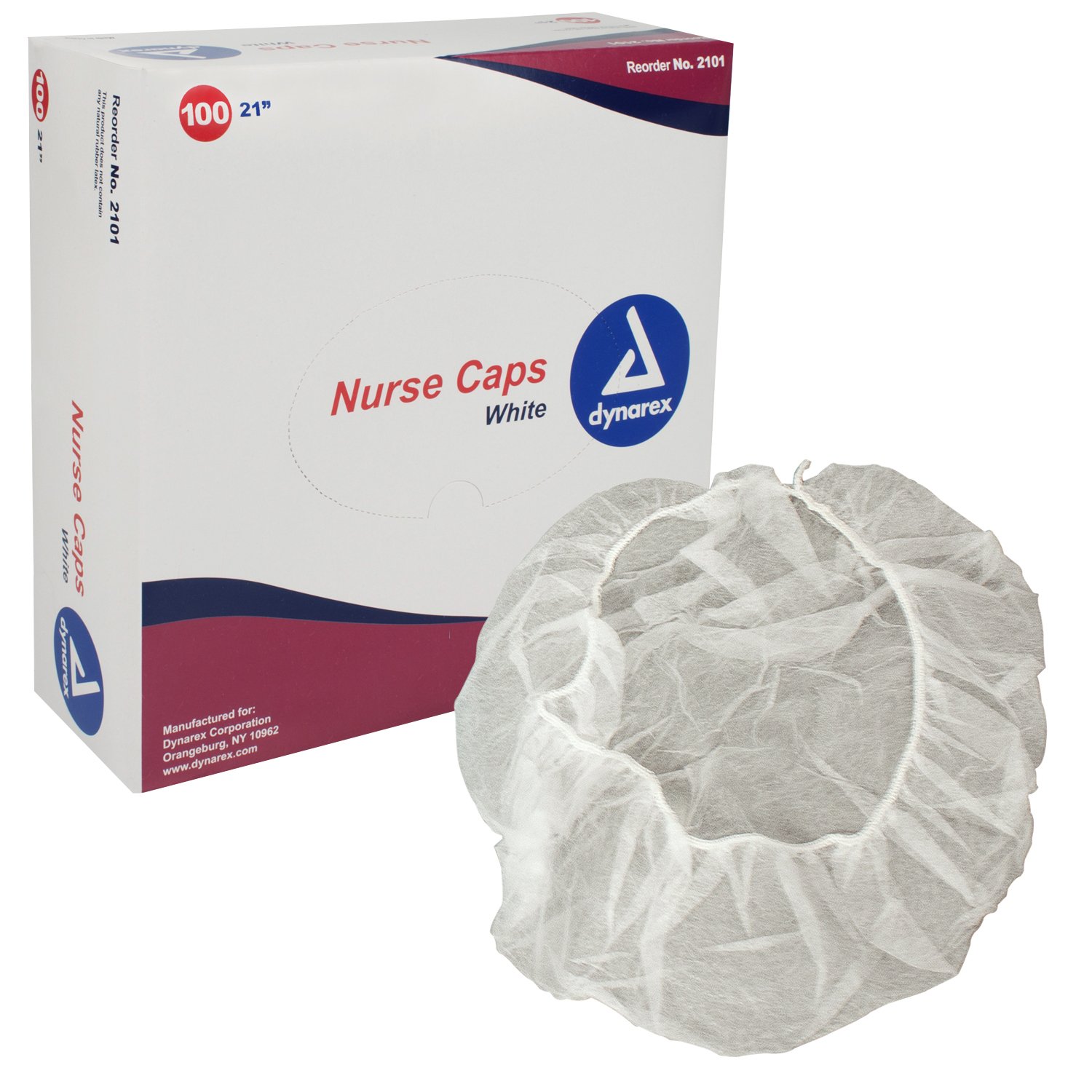 Version 1.0.0 Dynarex 2101 Nurse Cap, 21", White, 5/100/cs