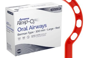 Dynarex 36321 Disposable Guedel Airway, 100 mm, Adult Large, Red, 10/bx