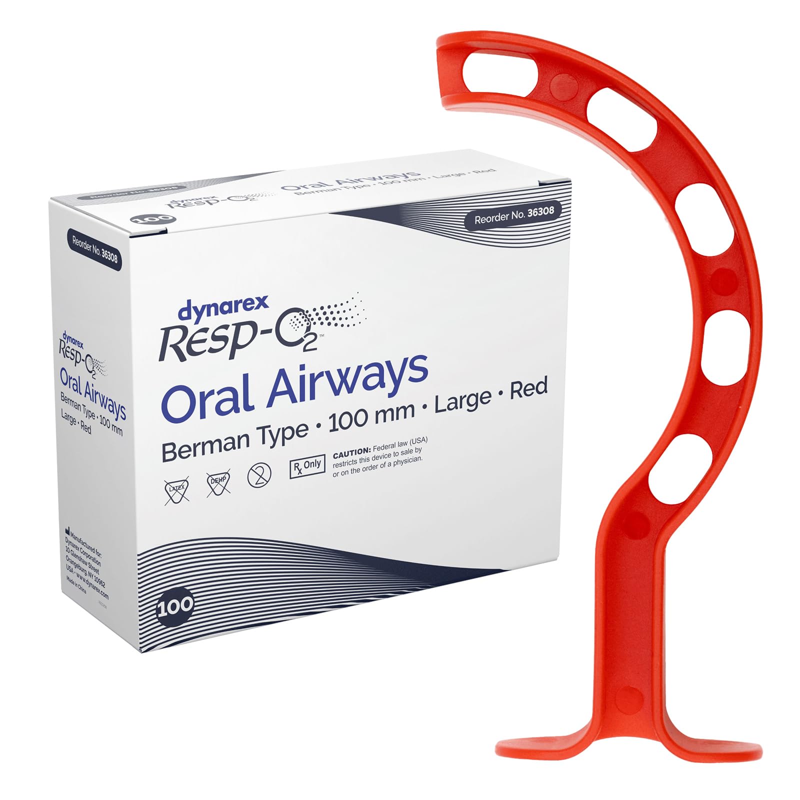 Version 1.0.0 Dynarex 36321 Disposable Guedel Airway, 100 mm, Adult Large, Red, 10/bx