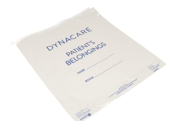 Dynarex 8010 Patient Belonging Bag - Drawstring, 16" x 18" x 4", White, 250/cs