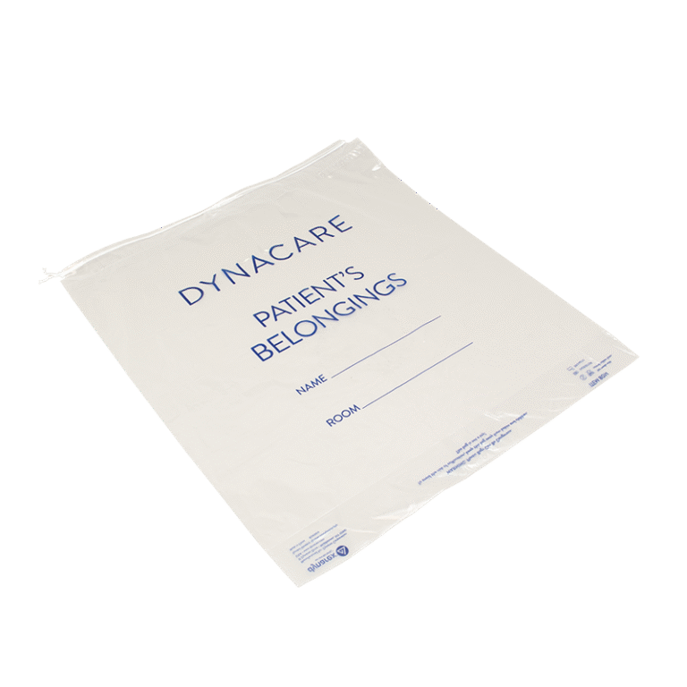 Dynarex 8010 Patient Belonging Bag - Drawstring, 16" x 18" x 4", White, 250/cs