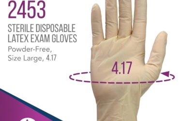 Dynarex 2453 Sterile Latex Exam Gloves, Large, Powder-Free, 8/50/cs