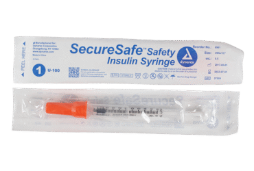 Dynarex 8901 SecureSafe Safety Insulin Syringe - 0.5 ml (New Mechanism), 29G, 1/2" Needle, 5/100/cs