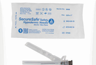 Dynarex 8968 SecureSafe Safety Hypodermic Needle, 22G, 1" Needle, 10/100/cs