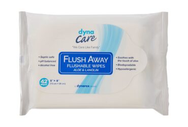 Dynarex 1324 Flushable Wipes - Junior, 5" x 8" Soft Pack, 12/42/cs