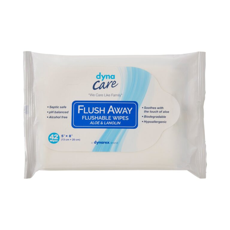 Dynarex 1324 Flushable Wipes - Junior, 5" x 8" Soft Pack, 12/42/cs