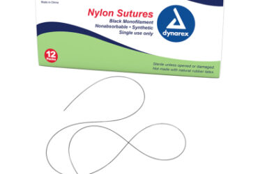 Dynarex 9103 Nylon Sutures-Non Absorbable - Synthetic, Black, 4-0, C6 Needle, L-18", 12/bx
