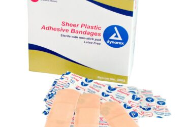 Dynarex 3602 Sheer Plastic Adhesive Bandages - Sterile, 1" x 3", 24/100/cs