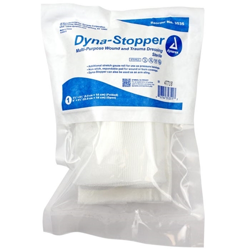 D-3535-2.jpg Dynarex 3535 Dyna-Stopper Trauma Dressing - Sterile, 3.5" x 5.5", 60/cs