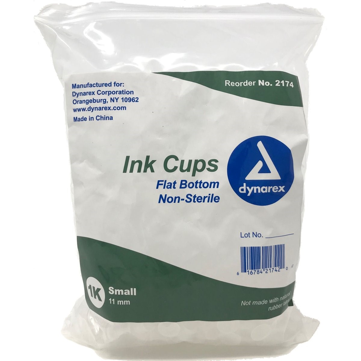 DYN2174-1.jpg Dynarex 2174 Ink Cups - Flat bottom, 11 mm, Small, 10/1000/cs