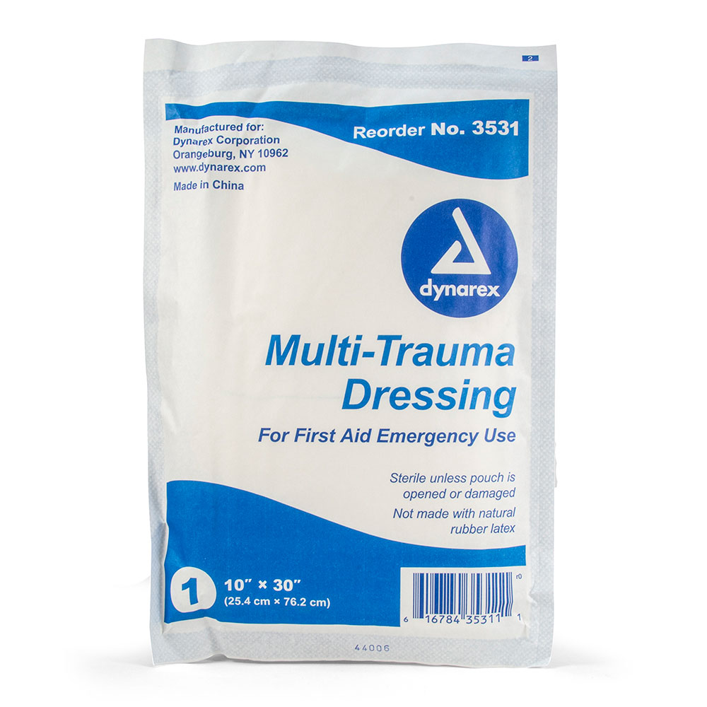 DYN3531-front.jpg Dynarex 3531 Multi-Trauma Dressing - Sterile, 10" x 30", 50/cs