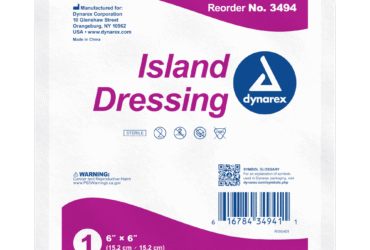 Dynarex 3494 Island Dressing Sterile, 6" x 6", 6/25/cs