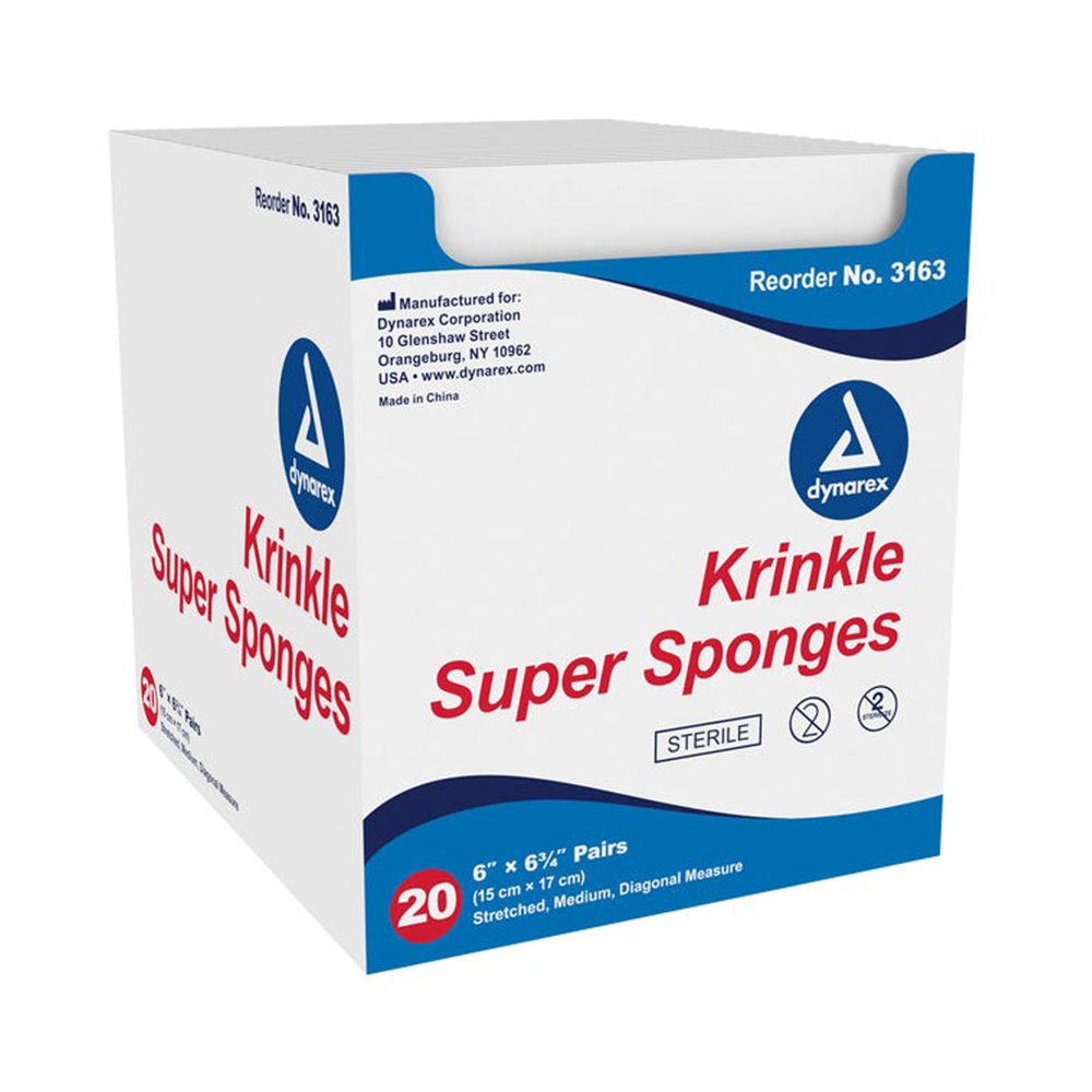Dynarex_3163-Box.png Dynarex 3163 Krinkle Super Sponges, 6" x 6.75", 12/20/cs