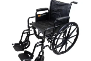 Dynarex 10252 DynaRide S2 Wheelchair - 20" x 18" w/Detach Full Arm FR, Silver Vein, 1pc/cs