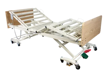 Dynarex 12013-CHPB DB300 Bariatric LTC 5 Function Low Bed - Wood Boards - Cherr, w/ Pivot Bar, 1pc/cs