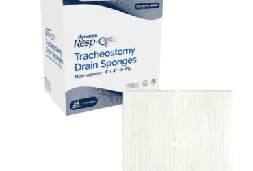 Dynarex 35050 Tracheostomy Drain Sponges, Non-Woven, 4" x 4" 6 Ply, 12/25/cs