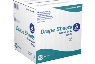 Dynarex 8141 Drape Sheets, 40" x 72", 2 Ply, White, 50/cs