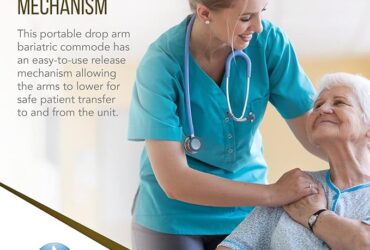 Dynarex RPBC-02P Bariatric HD Drop Arm Commode Pail and Lid, 1 Ea., Grey