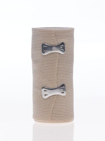 Medline 199822 Sure-Wrap Elastic Bandage – 4 in x 5 yd, Beige, with Clips – 1 per Unit
