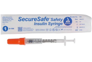 Dynarex 8904 SecureSafe Safety Insulin Syringe - 1 ml (New Mechanism), 29G, 1/2" Needle, 5/100/cs