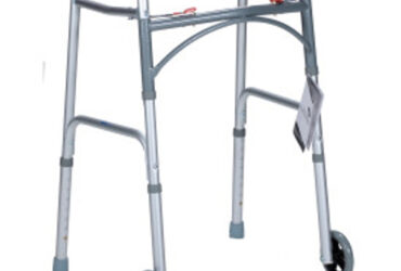 Dynarex 10162-4 Adult Two Button Folding Walker w/ 5" Wheels, 32" - 39", 1pc/bag,4bags/cs