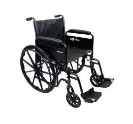 Dynarex 10228 DynaRide S2 Wheelchair - 20" x 16" w/ Detach Full Arm FR, Silver Vein, 1pc/cs