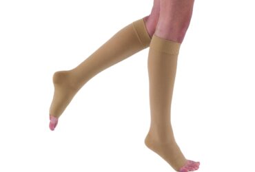 JOBST RELIEF KNEE HIGH SILICONE 30-40 OPEN TOE BEIGE LARGE FULL CALF PETITE